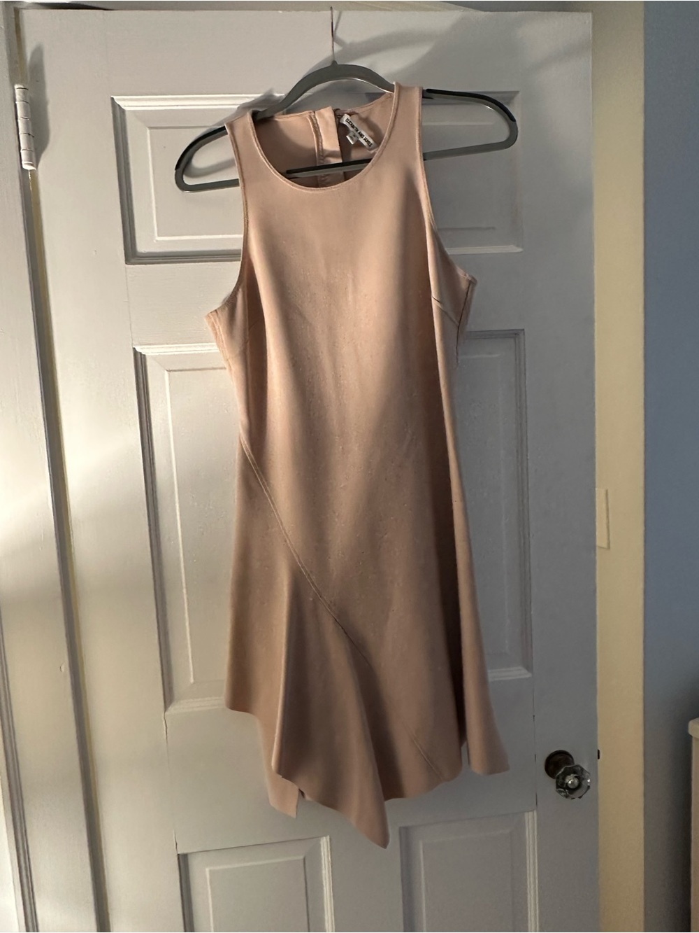 Elizabeth and James Sleeveless Asymmetrical Dress in Light Beige Blush
